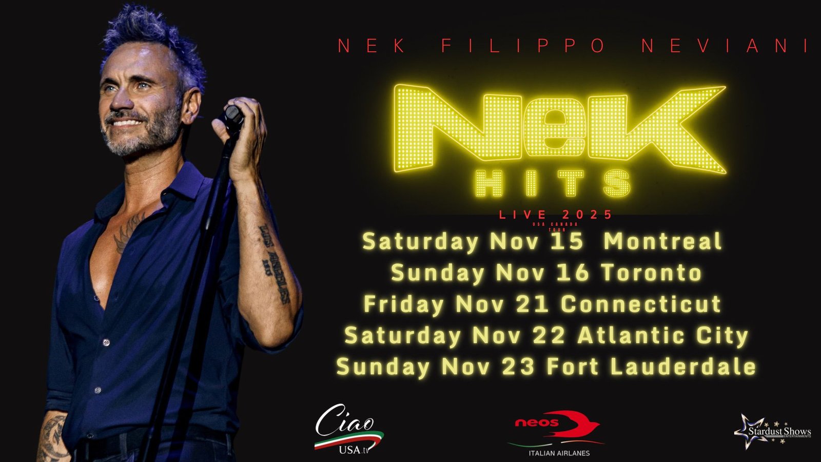 Nek Hits Live 2025 USA & Canada Tour